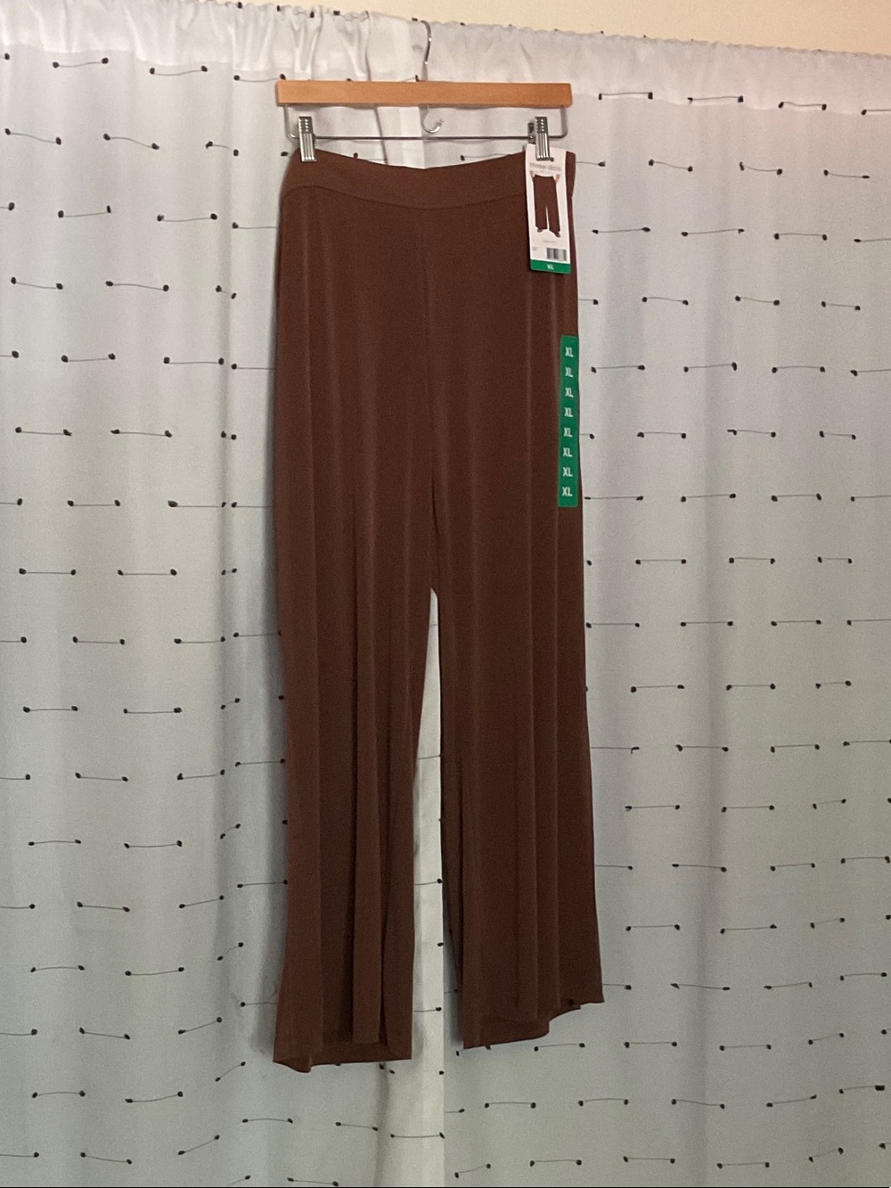 Three dots Women's Brown Wide-Leg Pull-On Pants XL